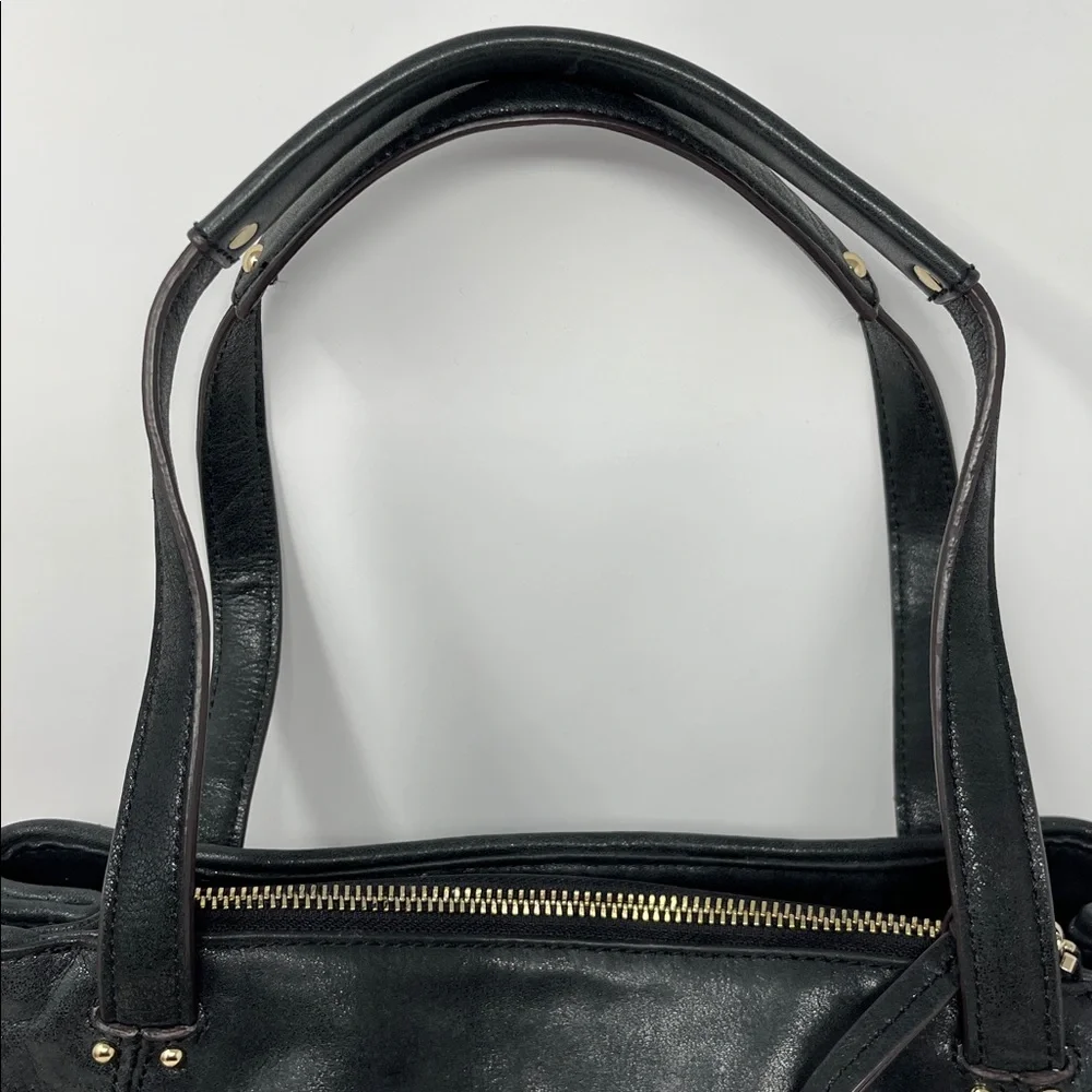 B. Makowsky Black Distressed Leather Shoulder Bag